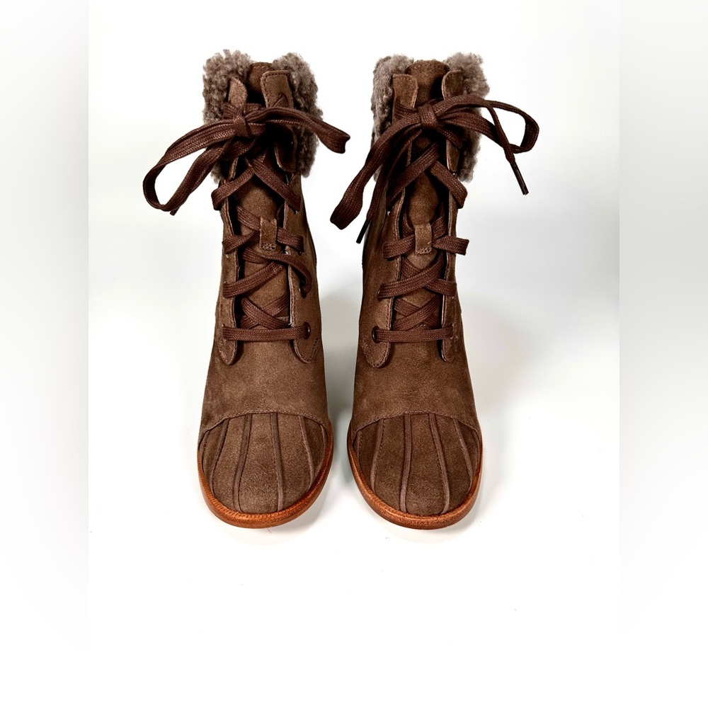 UGG JAXON SUEDE CUFF LACE UP SHEARLING BOOTS